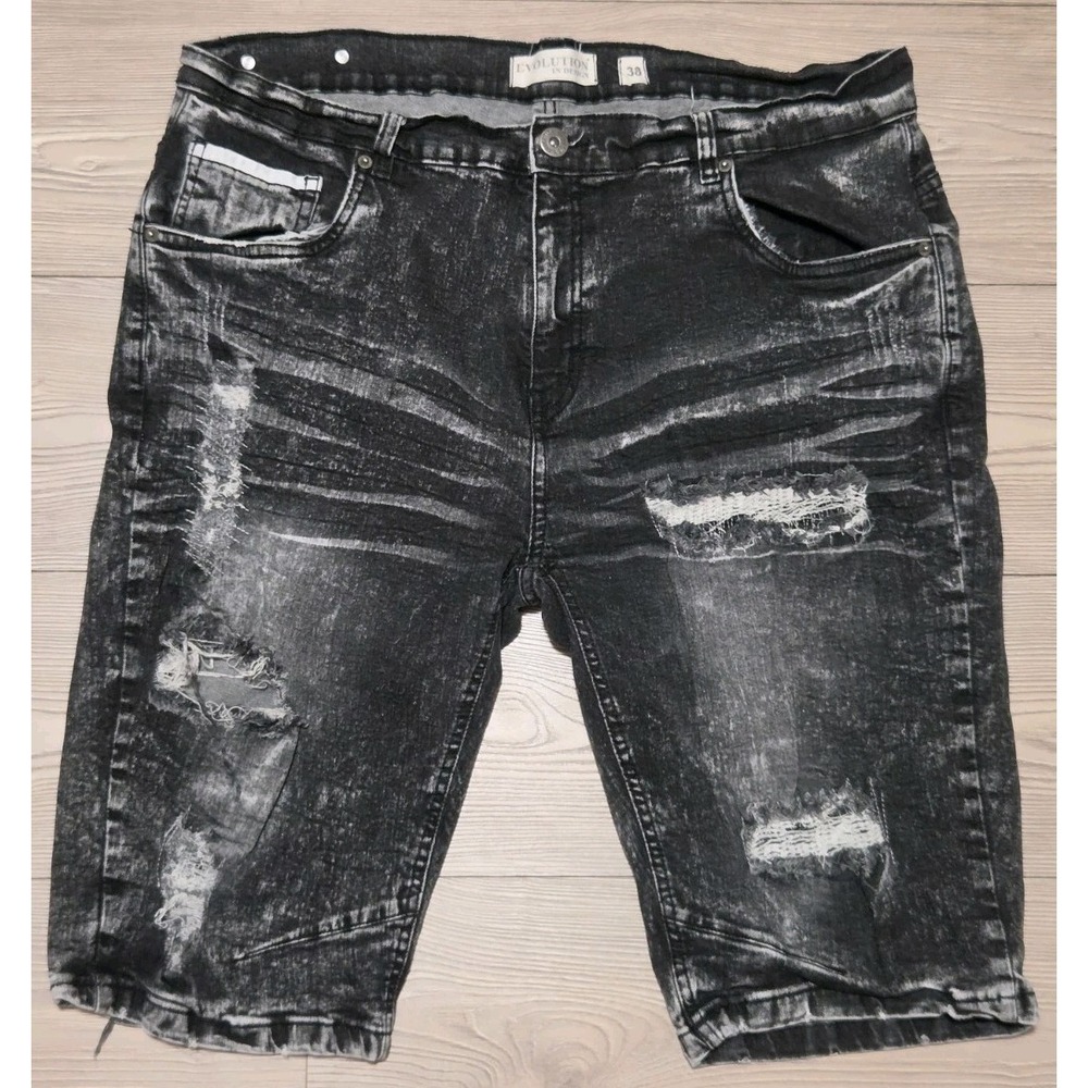 Evolution In Design Shorts Jean Jorts Mens 38 Black Baggy Hip Hop 12" Inseam
